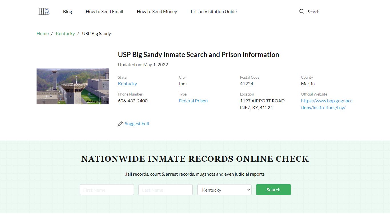 USP Big Sandy Inmate Search, Visitation, Phone no ...