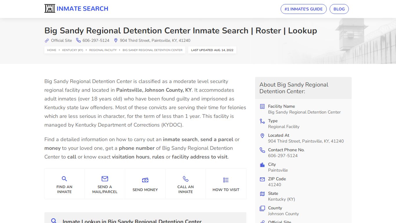 Big Sandy Regional Detention Center Inmate Search | Roster ...