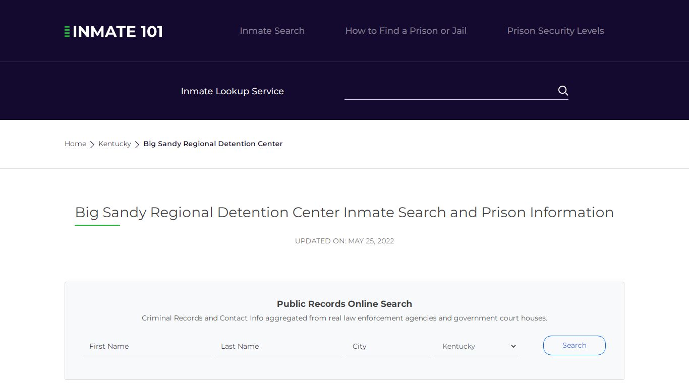 Big Sandy Regional Detention Center Inmate Search ...